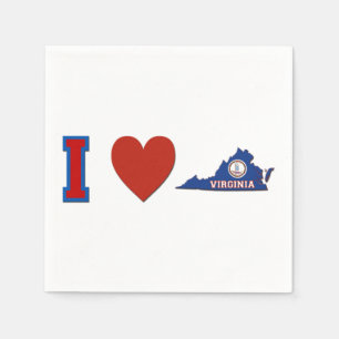 I Love Virginia Heart State Flag Paper Party Napkins