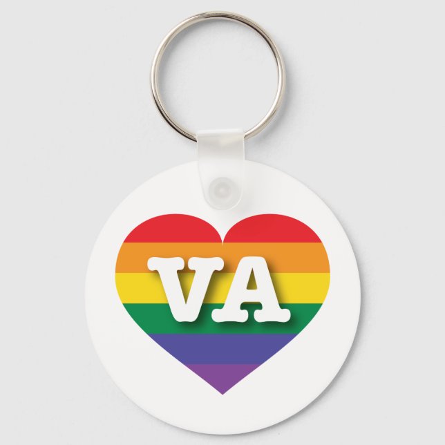 I Love Virginia Rainbow Heart Keychain (Front)