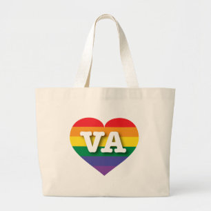 I Love Virginia Rainbow Heart Large Tote Bag