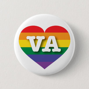 I Love Virginia Rainbow Heart Pinback Button