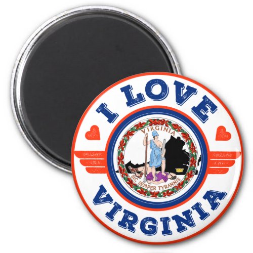 I Love Virginia State Flag and Map Magnet