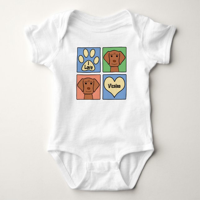 I Love Vizslas Baby Bodysuit (Front)