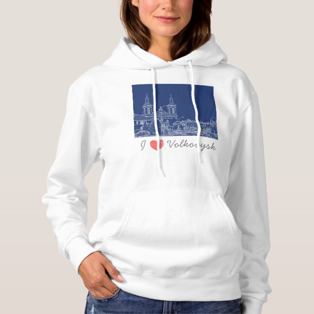 I Love Volkovysk Belarus Architecture Cathedral Hoodie (Front)