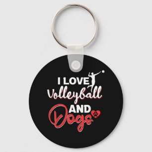 I love volleyball and dogs keychain
