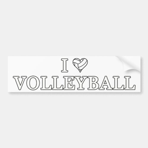 I Love Volleyball Bumper Sticker