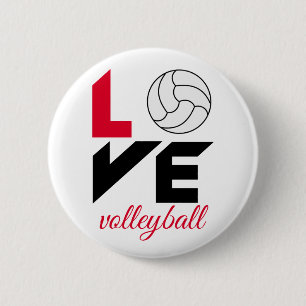 I Love volleyball Button