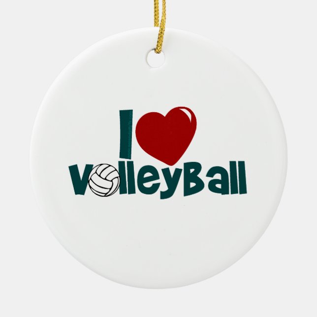 I Love Volleyball Ceramic Ornament (Front)