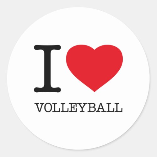 I LOVE VOLLEYBALL CLASSIC ROUND STICKER