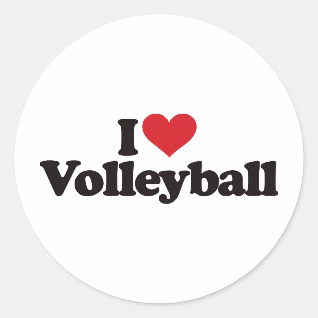 I Love Volleyball Classic Round Sticker (Front)