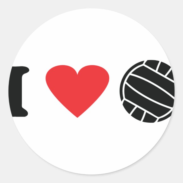 I love volleyball classic round sticker (Front)