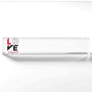 I Love volleyball Desk Name Plate