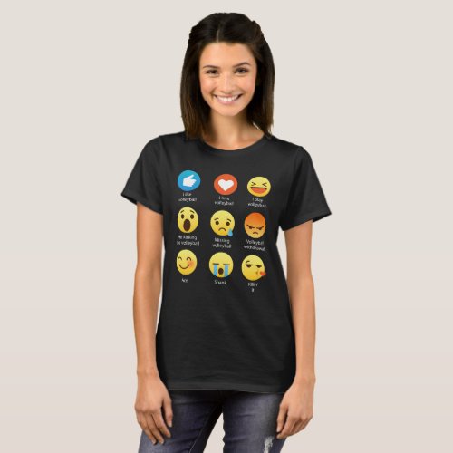 I Love VOLLEYBALL Emoticon emoji Social Icon Say T_Shirt