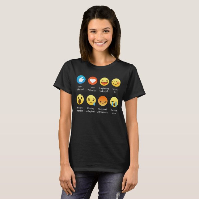 I Love VOLLEYBALL Emoticon (emoji) Social Sayings T-Shirt (Front Full)