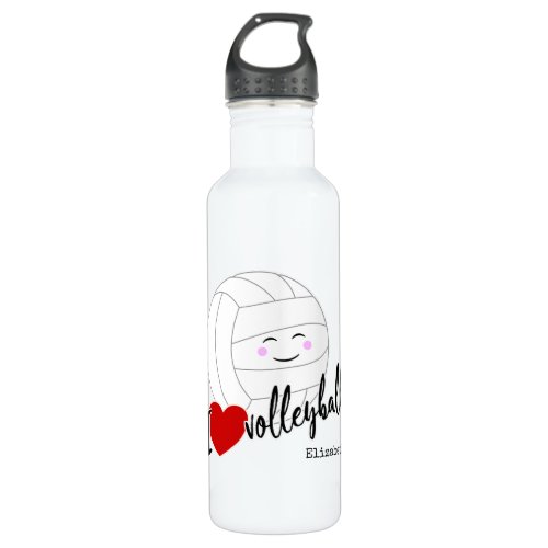 I love volleyball happy kawaii girls volleyball stainless steel water bottle