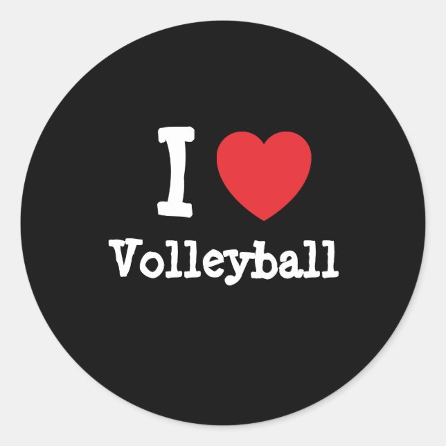 I love Volleyball heart custom personalized Classic Round Sticker (Front)