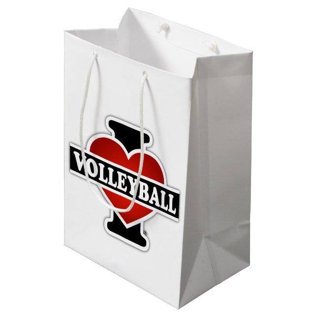 I Love Volleyball Medium Gift Bag (Front Angled)