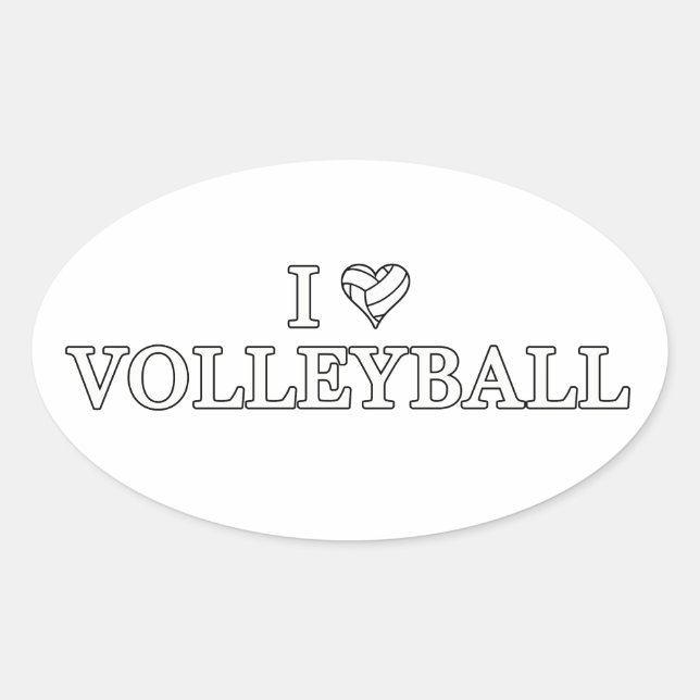 I Love Volleyball Oval Sticker (Front)