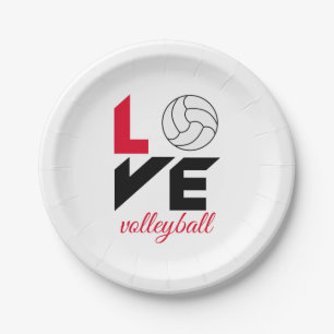 I Love volleyball Paper Plates