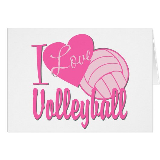 I Love Volleyball Pink Cards (Front Horizontal)
