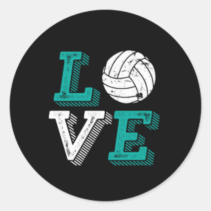 I Love Volleyball Sport Team Player and Coach Classic Round Sticker
