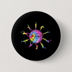 I Love Volleyball Sport Tie Dey Volleyball Fans Te Button