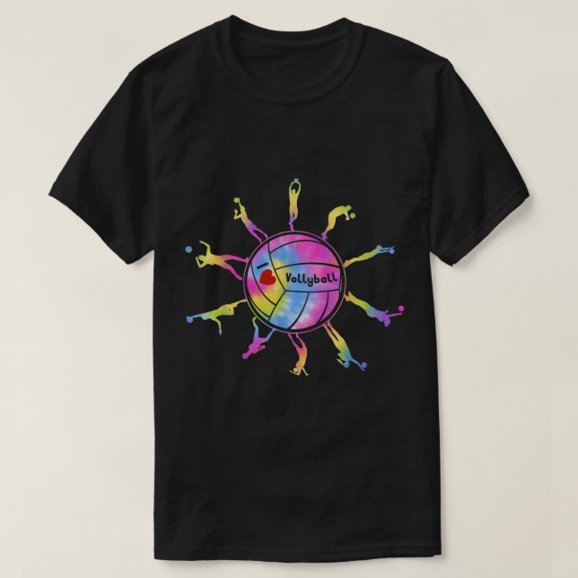 I Love Volleyball Sport Tie Dey Volleyball Fans Te T-Shirt (Design Front)