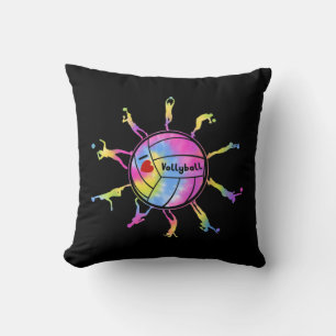 I Love Volleyball Sport Tie Dey Volleyball Fans Te Throw Pillow
