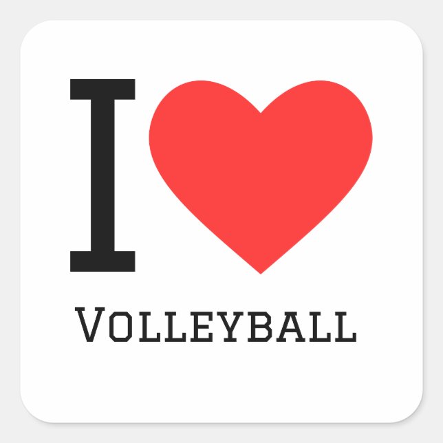I love volleyball  square sticker (Front)