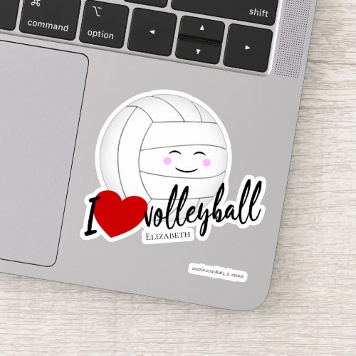 I love volleyball typography cute kawaii sticker