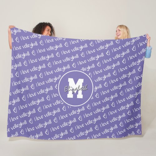 I love volleyball typography lilac ANY color Fleece Blanket