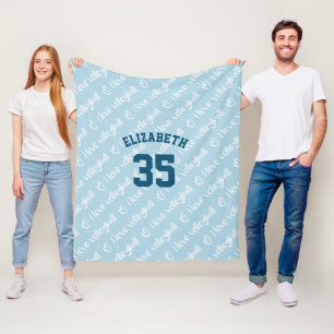 I love volleyball typography pattern any color fleece blanket