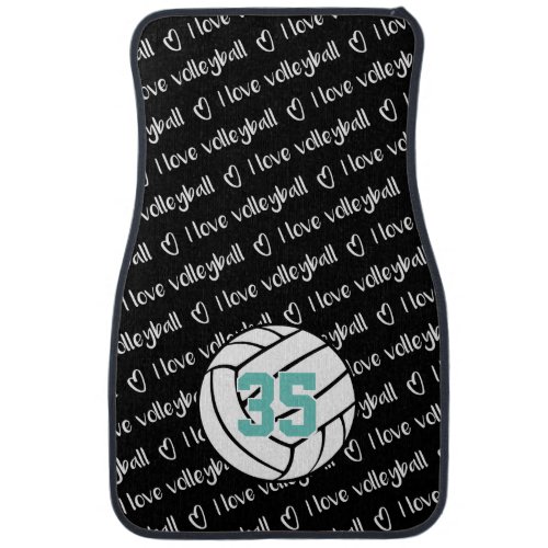 I love volleyball typography pattern personalized car floor mat