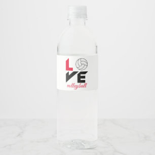I Love volleyball Water Bottle Label