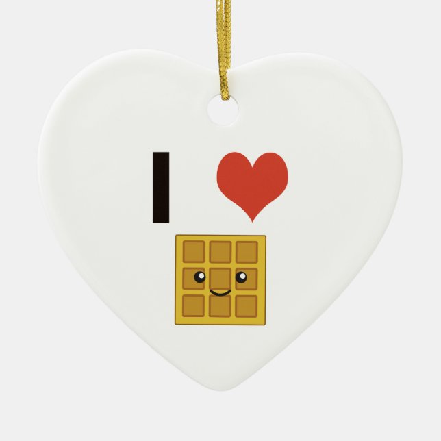 I love Waffles Ceramic Ornament (Front)