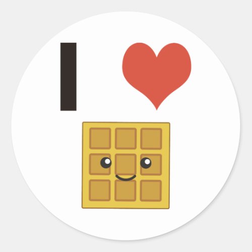 I love Waffles Classic Round Sticker