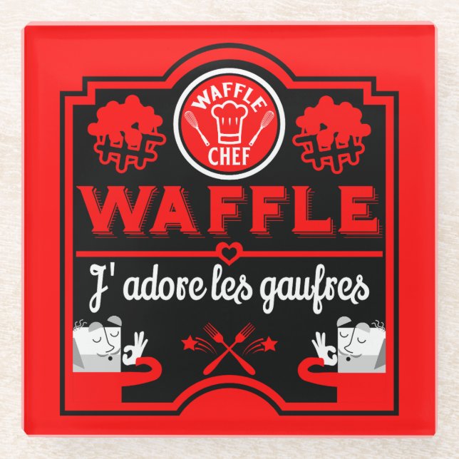I love Waffles Glass Coaster (Front)