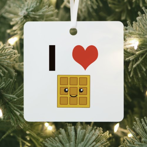 I love Waffles  Metal Ornament