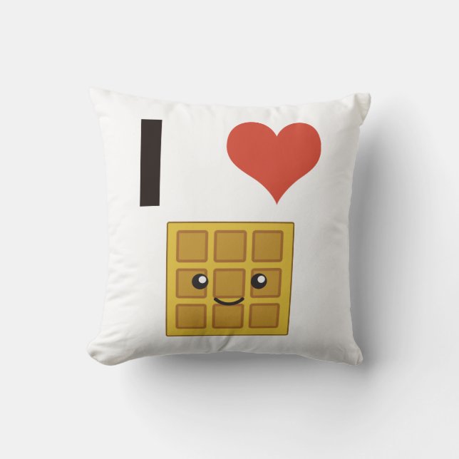 I love Waffles Throw Pillow (Front)