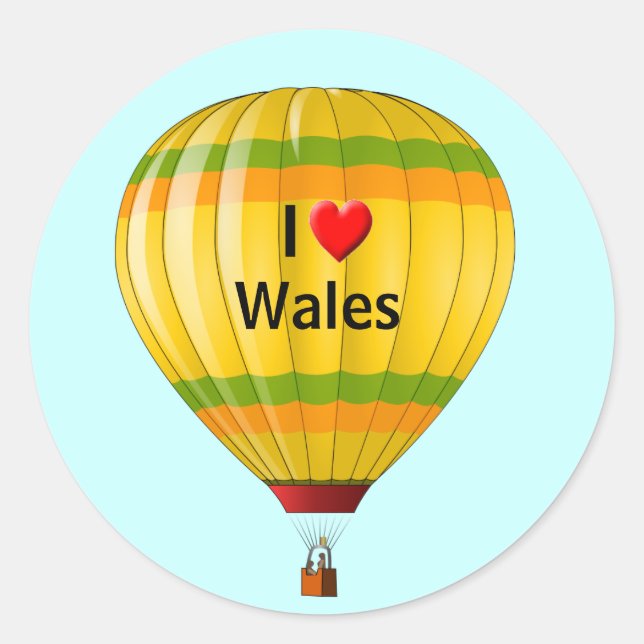 I Love Wales hot air balloon Classic Round Sticker (Front)