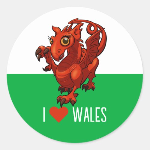 I Love Wales Welsh Baby Red Dragon Cartoon Classic Round Sticker