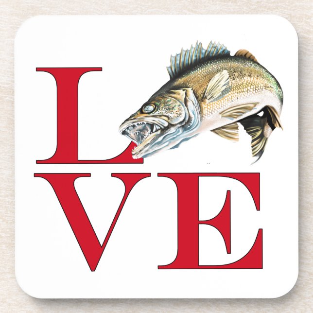 I Love Walleye Beverage Coaster (Front)