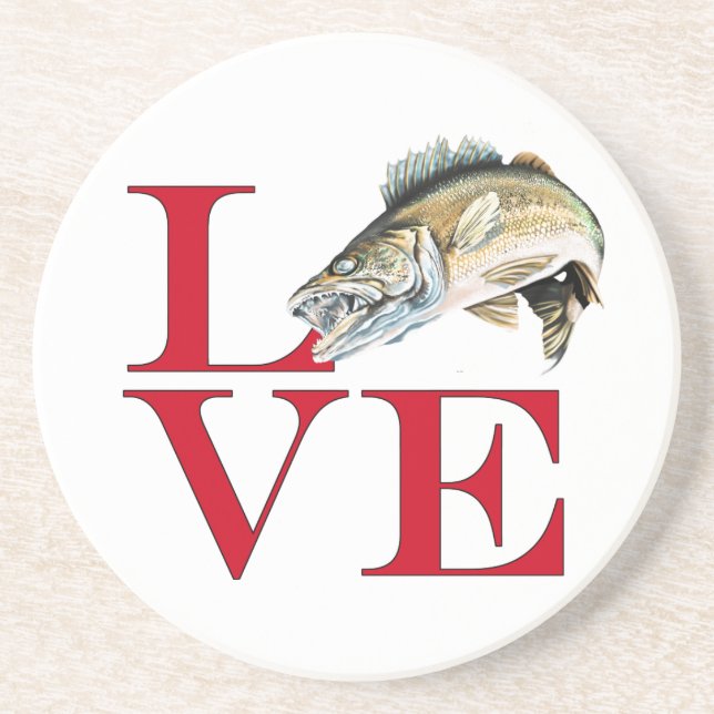 I Love Walleye Coaster (Front)