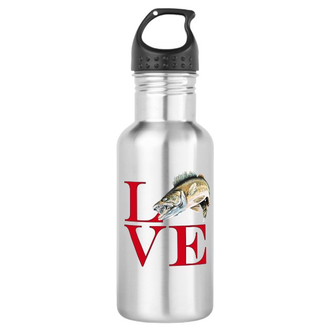 I Love Walleye Stainless Steel Water Bottle (Front)