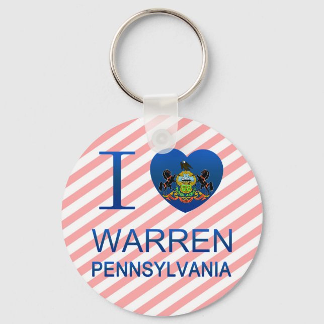I Love Warren, PA Keychain (Front)