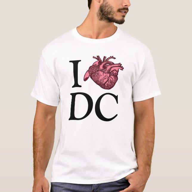 I Love Wash, DC with anatomically correct heart T-Shirt (Front)