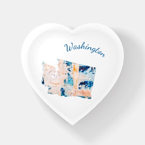 I Love Washington State Outline Abstract Heart Paperweight