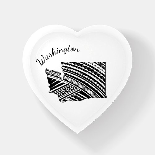 I Love Washington State Outline Mandala Heart Paperweight