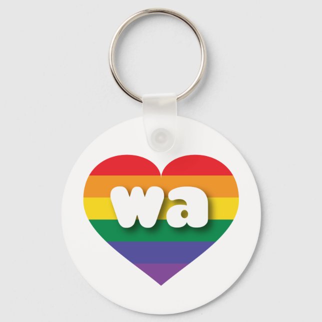 I Love Washington State Rainbow Heart Keychain (Front)