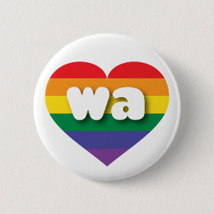 I Love Washington State Rainbow Heart Pinback Button
