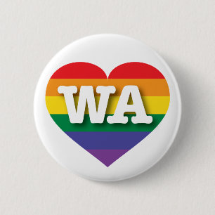 I Love Washington State Rainbow Heart Pinback Button
